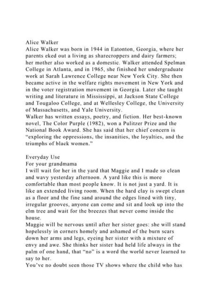 Alice Walker (1944) Composition and Literature