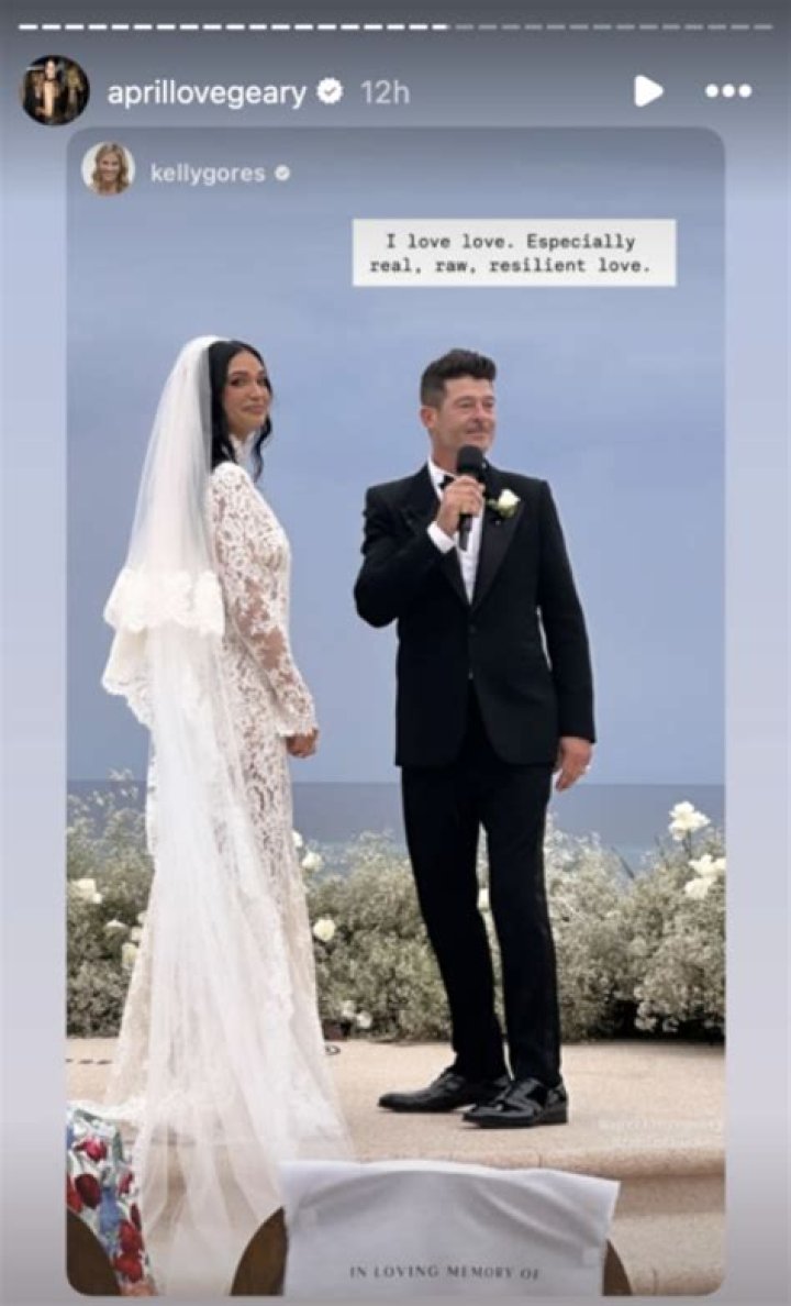 April Love Geary and Robin Thicke Attend a preSuper Bowl Party in