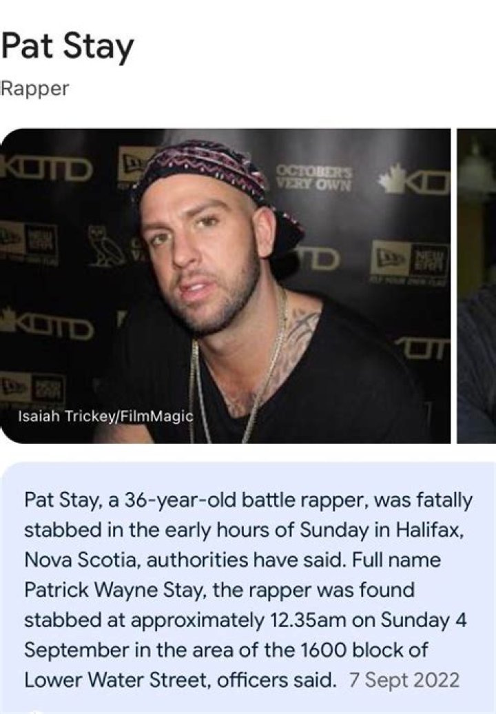 Canadian battle rapper Pat Stay, 36, stabbed to death Ents & Arts