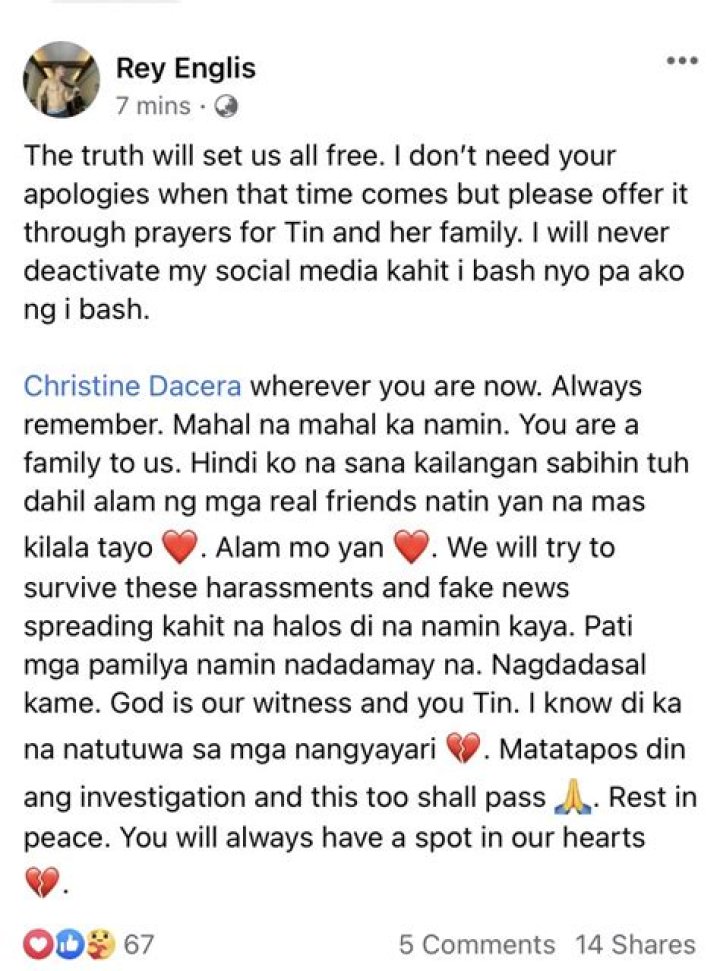 Christine Dacera slay case, hindi pa sarado Prosecutor General
