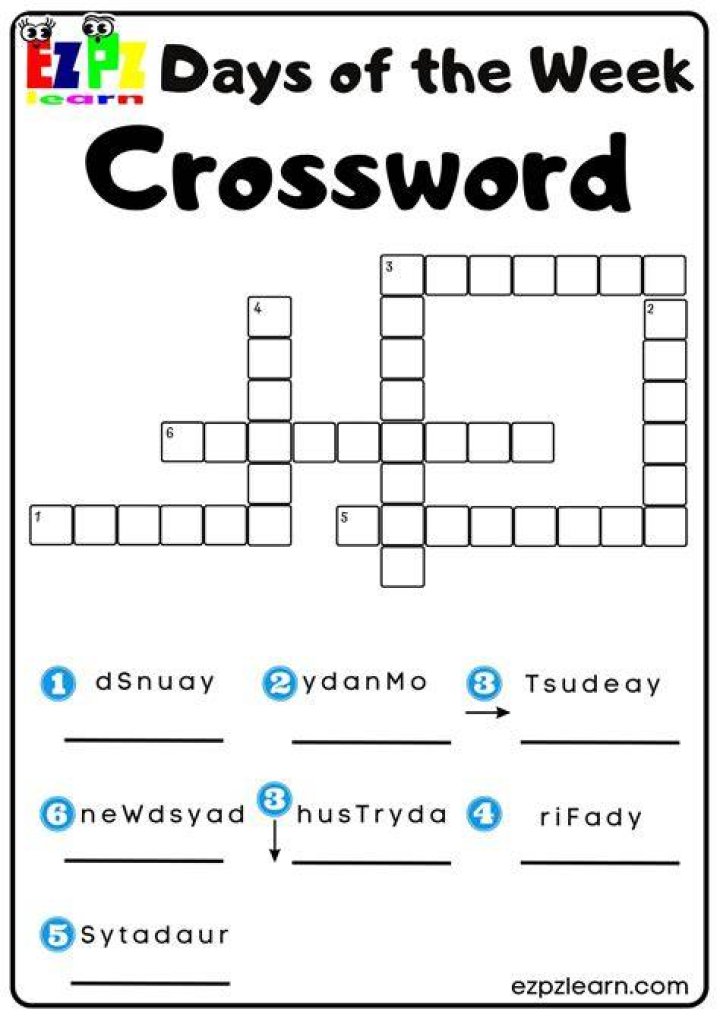 Days of the Week Crossword