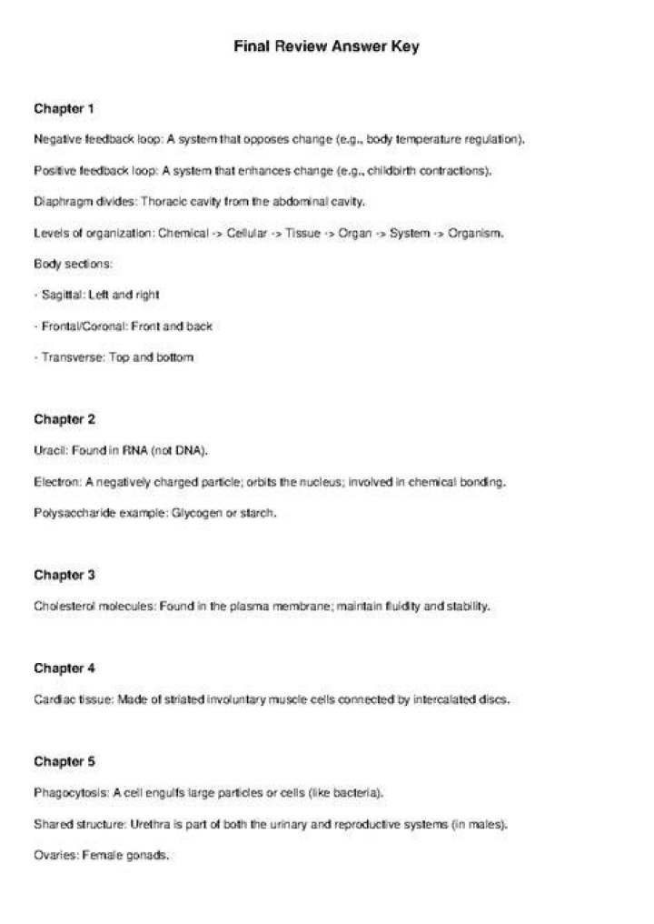 Final Exam Review Answer Key