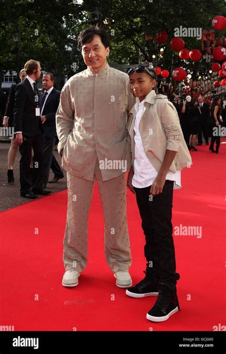Jackie Chan (left) and Jaden Smith (right) arriving for the UK Gala