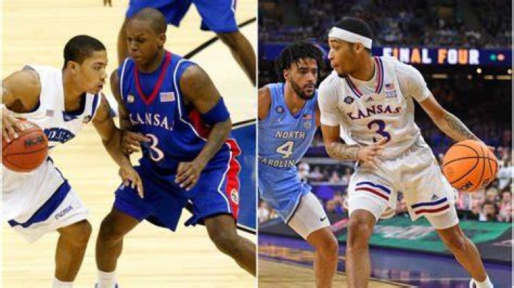 KU basketball PG Dajuan Harris visits with Russell Robinson Kansas