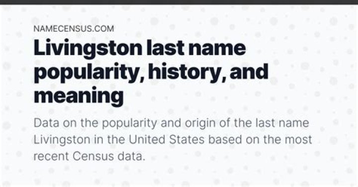 Livingston Last Name Popularity, Meaning and Origin