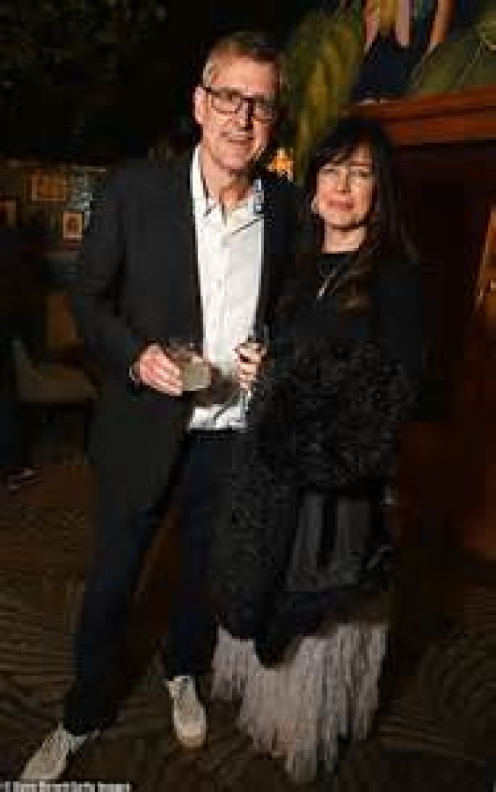 Louis Theroux and his wife Nancy Strang outside the home of Jonathan