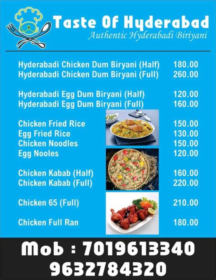 Menu of Taste Of Hyderabad, Dhole Patil Road, Pune Dineout discovery