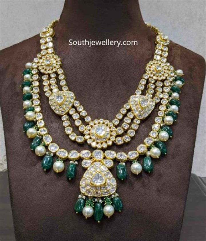 Polki diamond step haram Indian Jewellery Designs