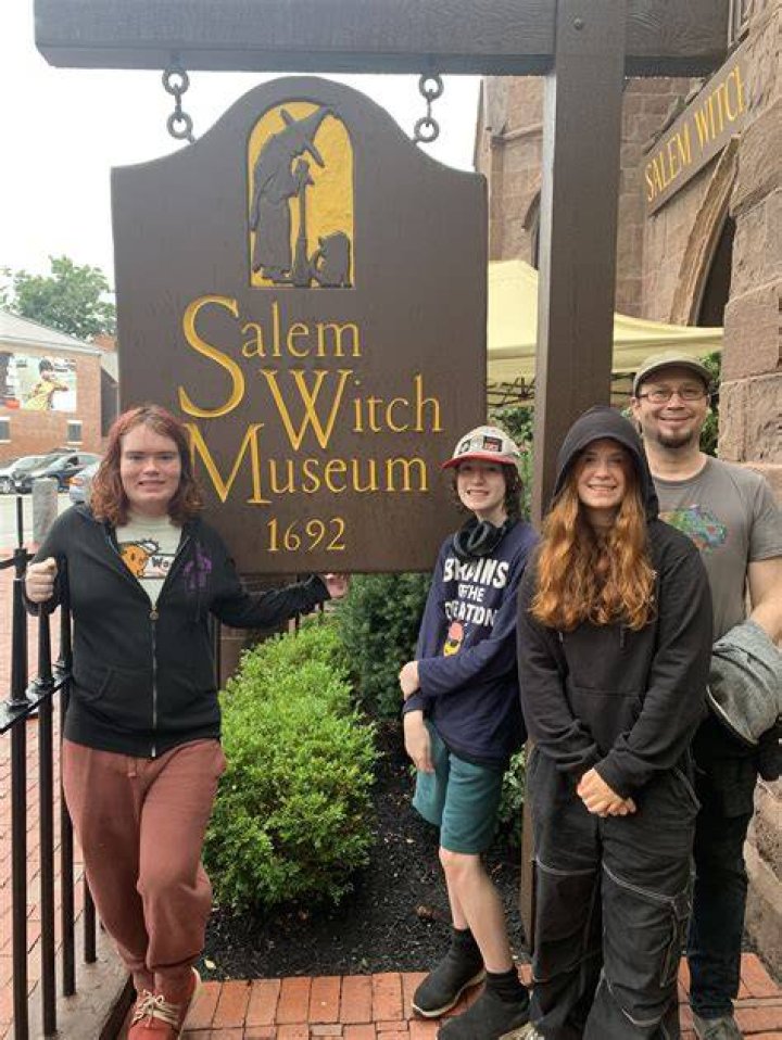 Salem Witch Museum Promotional Drawstring Bag 2014 Salem, MA Cat Broom